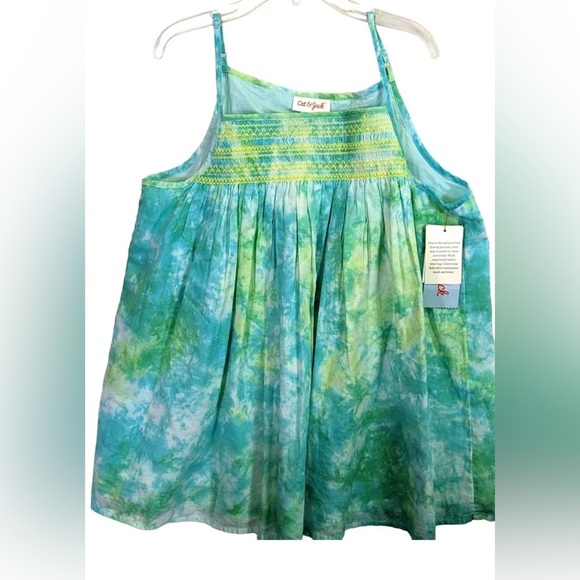 Nwt Cat and Jack Girls Flowy Green Blue Tie Dyed Tank Top Size L - Picture 4 of 4